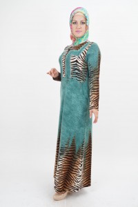Исламская одежда с принтом зебры бирюзового цвета
