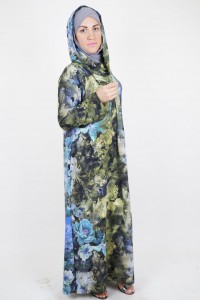 Зеленый цветущего мусульманское платья
