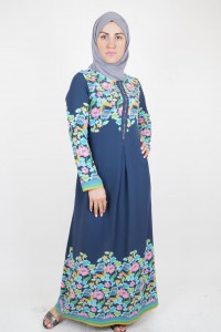 цветочно-синее платье