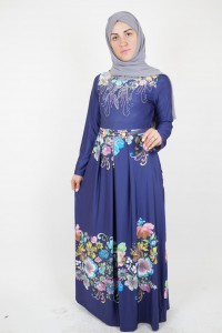 Blue dress with floral design